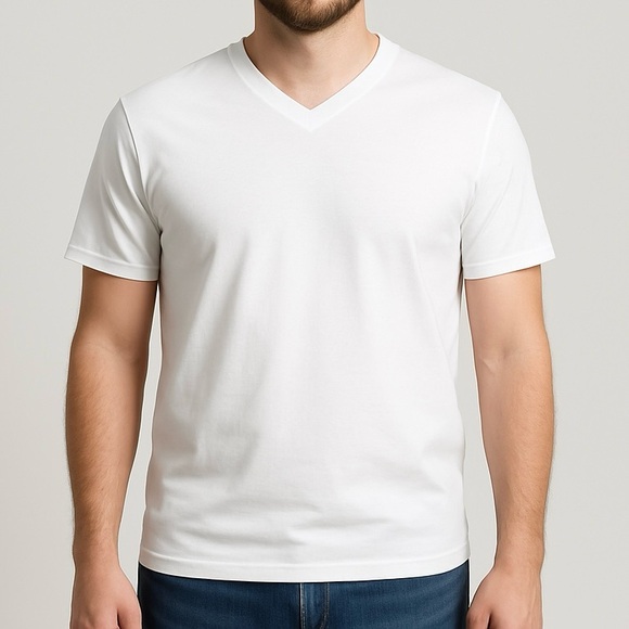 Daniel Cremieux White Short Sleeve V-Neck Tee - Picture 1 of 6